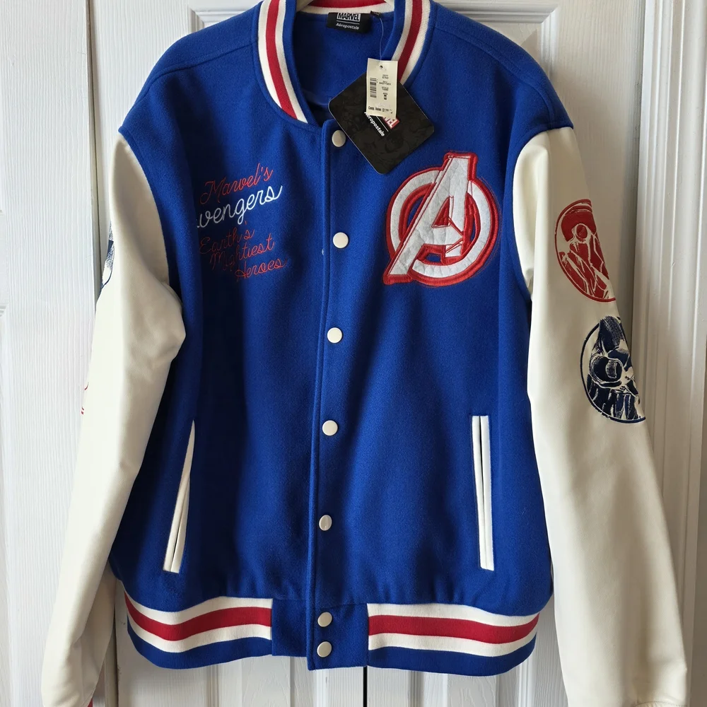 Marvel Avengers Blue and Cream Adult Jacket - Picture 1 of 9